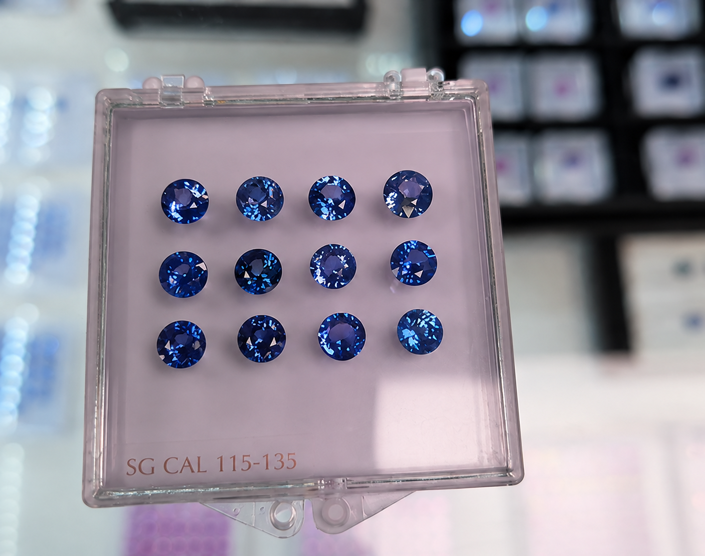 Matched calibrated blue sapphires