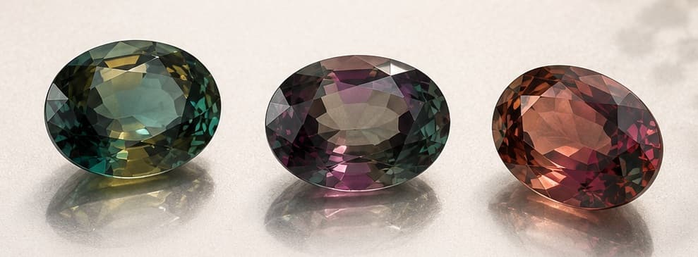 Natural Sri Lankan alexandrite showing colour change